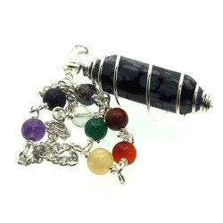 Snowflake Obsidian Gemstone Double Terminated Chakra Pendulum